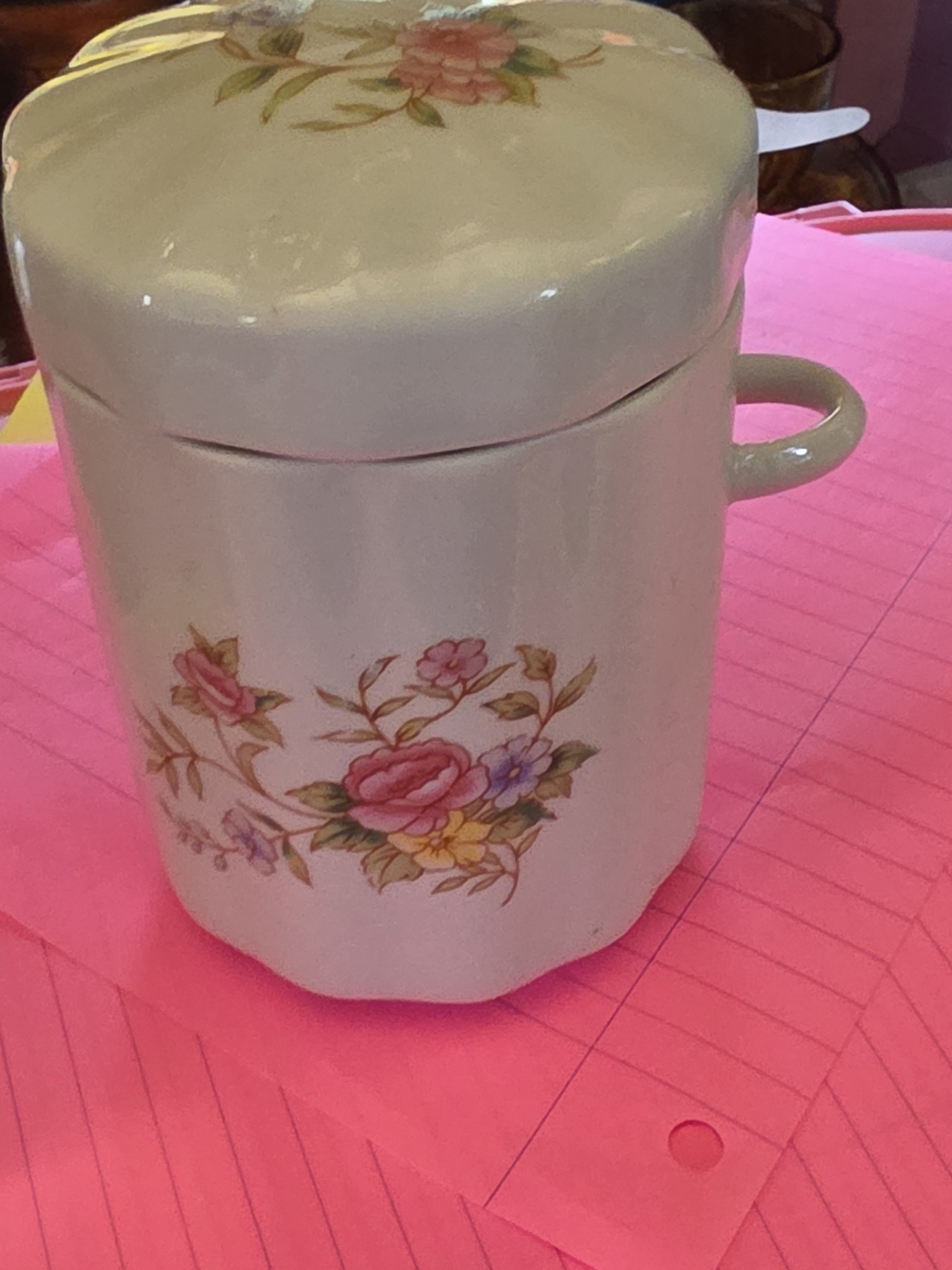 AT-1 Vintage 1988 FTD Floral Ceramic Jar With Lid